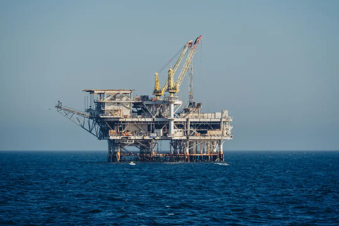 An offshore platform at dusk